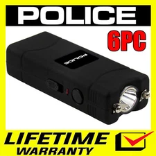 (6) POLICE BLACK 801 Micro Stun Gun Self Defense Wholesale Lot