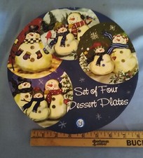 Gorgeous Christmas Plate Hat Storage Box Container Snowman Winter Cabin Cottage 