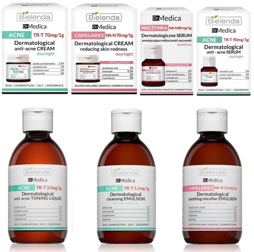 Bielenda Dr Medica Dermatological Capillaries Face Tonic Emulsion Cream Serum