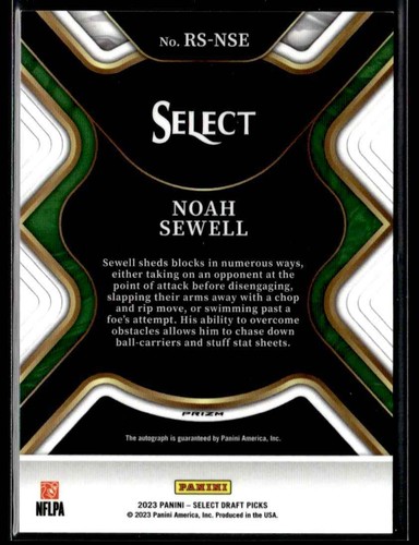 2023 Select Draft NFL Autograph Noah Sewell RC Oregon Ducks - Bild 2 von 2