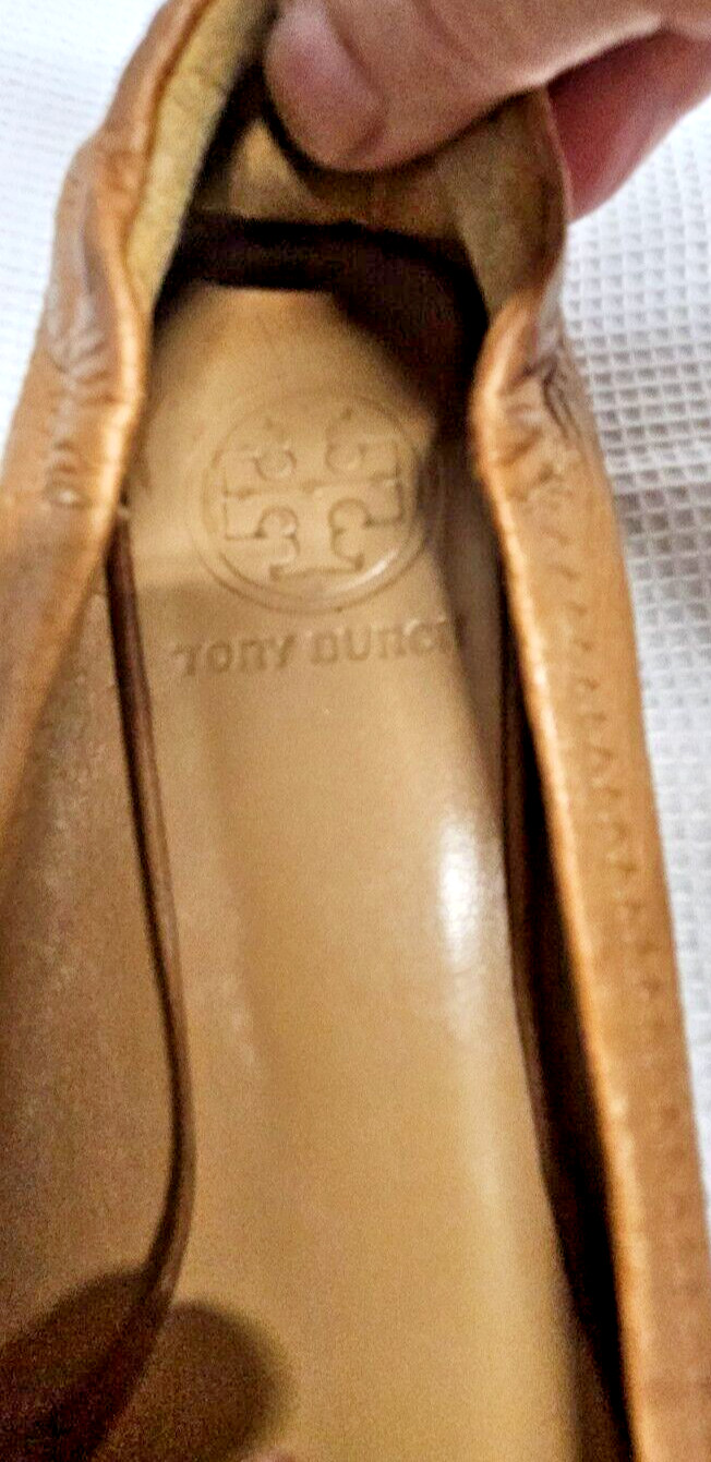 TORY BURCH Minnie travel ballet flat camel pebbled all leather upper woman Sz 6M thumbnail 9