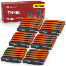 Toner Kingdom 30 Pack TN660 High Yield Toner Cartridges For Brother TN630 TN-660