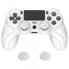 PlayVital Guardian Edition White Soft Anti-Slip Silicone Skin Cases for ps4