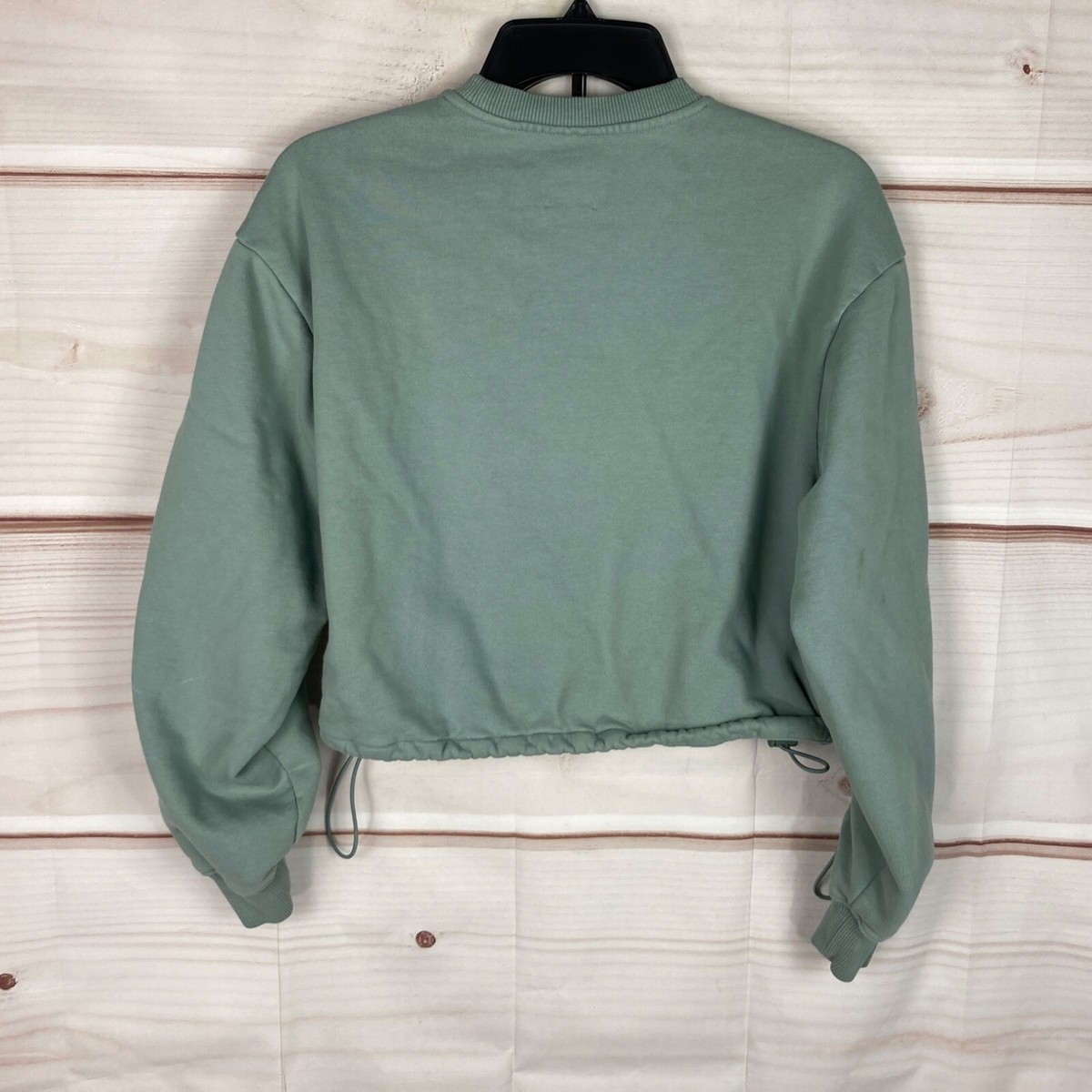 Kith Sweatshirt Womens S Green Crew Neck Crop Top Elastic Waist