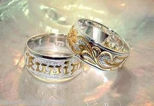 8MM HAWAIIAN 2-TONE STERLING SILVER YELLOW GOLD PLATED KUUIPO PRINCESS RING 3-14