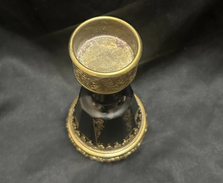 Victorian Baroque Art Nouveau Candle Holder 5.5” Bell Shaped Brown Golden Floral - Изображение 4 из 4