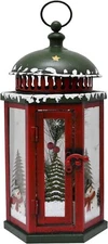Metal Christmas Lanterns with Led Lights - Snowman Decorative Hanging Lantern 