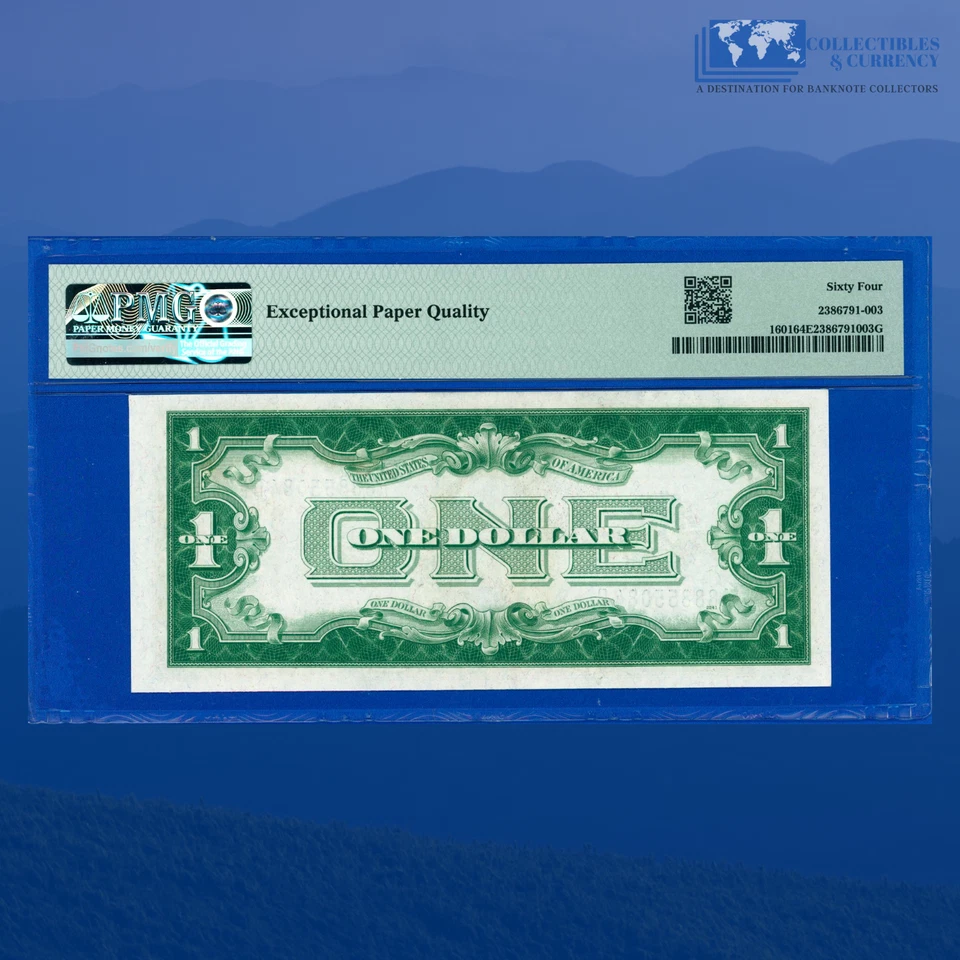 Fr.1601 1928A $1 One Dollar Silver Certificate Blue Seal, PMG CU 64 EPQ #55084 - Image 2 of 3