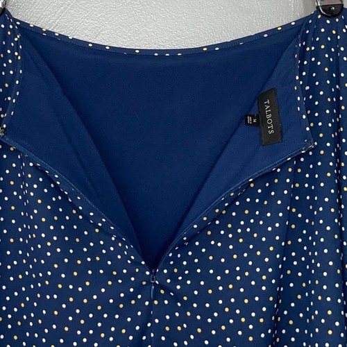 Talbots Size 14 Navy Polka Dot Midi Swing Skirt Classic Preppy Church Modest - Picture 5 of 11
