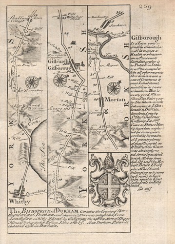 Whitby-Guisborough-Marton in Cleveland-Stockton on Tees OWEN/BOWEN road map 1753