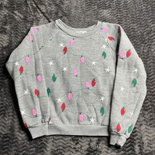 Wildfox Kids Girls Twinkle Lights Gray Holiday Comfy Sweatshirt Size S