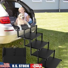 Extra Wide 5 Steps Dog Ramp Car Stairs Non-Slip Adjustable Portable Heavy Duty