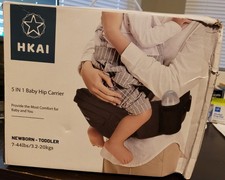 HKAI 5 IN 1 Baby Hip Carrier Black Multi-Carrying Positions Newborn Toddler