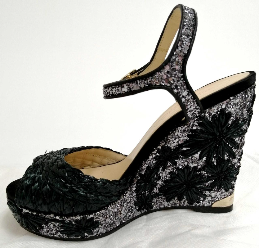 70%オフセールJIMMY CHOO PERLA120 WEDGE SANDAL Jimmy Choo London Dusk Blue Perla 120 Wedge Sandal Size 7/40