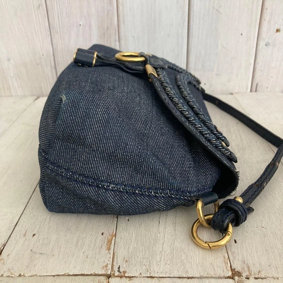 CHLOÉ Marcie Mini Shoulder Crossbody Bag Denim Navy Pre-Owned Small Used - Bild 3 von 4