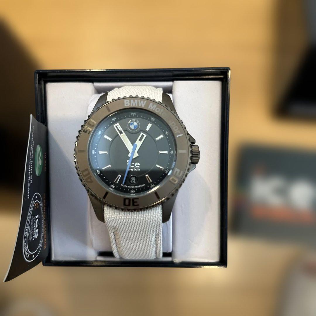 BMW Motorsports Ice Watch Black Dial White Strap Unused w/Box