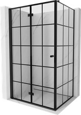 Mexen Mist-F Duschkabine 75x90cm, Falttüren, Schwarz, Links Montiert