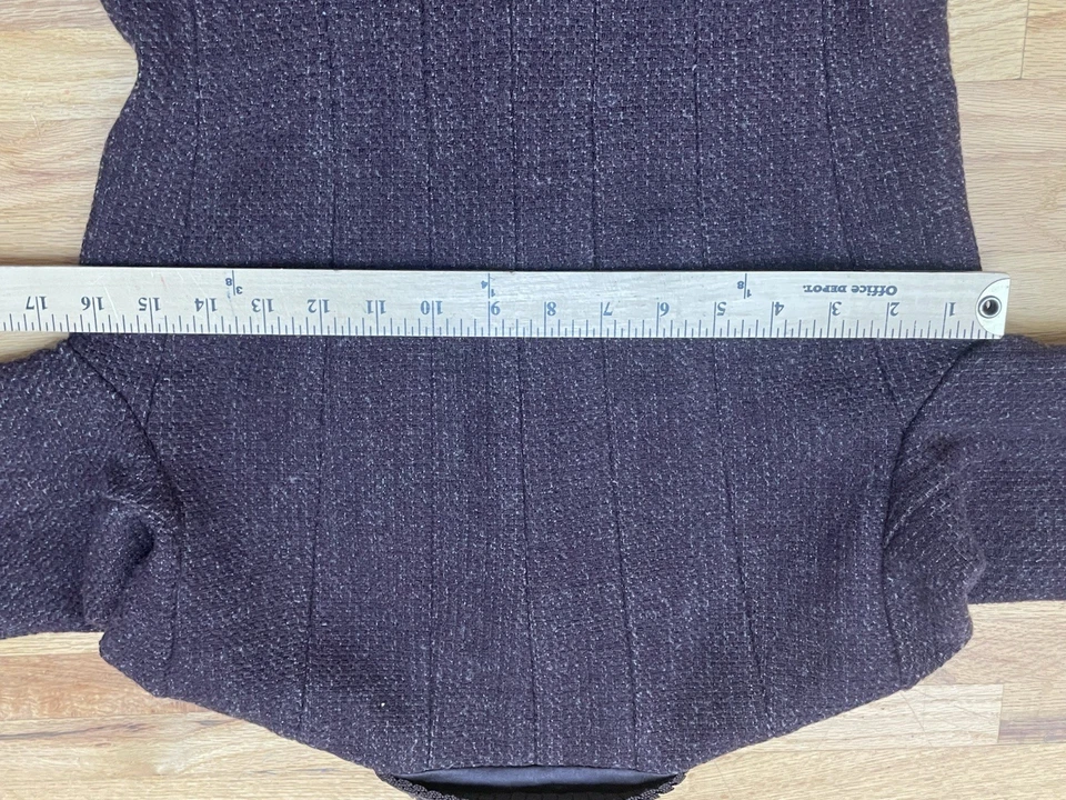 Elie Tahari Sweater Women's Brown Cashmere Wool Blend XS Tweed Jacket Ribbon - Image 4 of 4