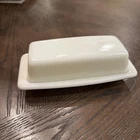 Vintage Pyrex Covered Butter Dish with Lid Pure White! Hard to Find!