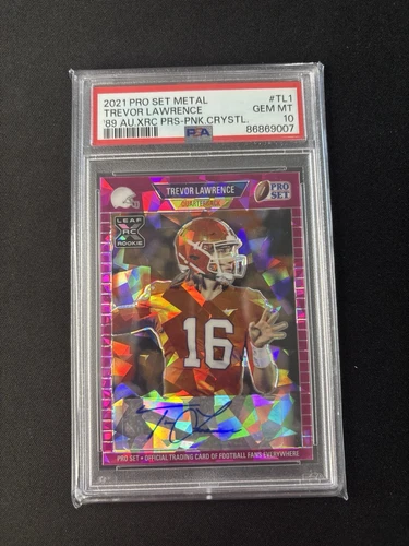 TREVOR LAWRENCE RC 2021 Pro Set Metal '89 ROOKIE CARD PINK CRYSTAL 8/25 PSA 10