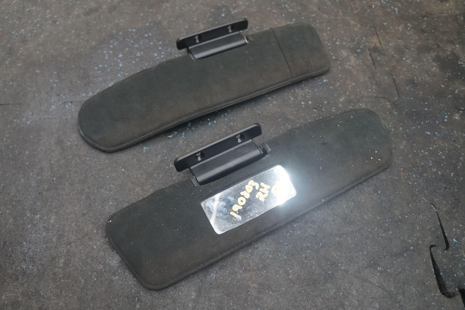 Set Left Right Sun Visor Shade Black Leather & Cloth OEM Ferrari California 2010