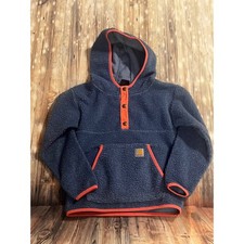 Carhartt Fleece Hoodie Kids Small 8 Blue Orange Excellent Sherpa Snap Pullover