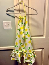 Gymboree Girls White Lemon Sleeveless Mini Halter Dress US Size 12