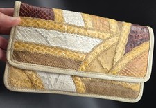 VTG Bags by Varon Snakeskin Patchwork Clutch Purse 70s 80s Exotic Python Leather