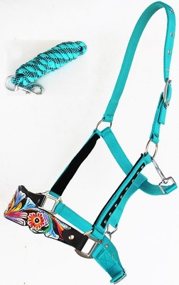 Horse Noseband Tack Bronc Leather HALTER Tiedown Lead Rope  280M30