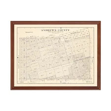 Old Map of Andrews County, TX 1925 - Vintage Texas Art