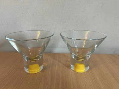 2 x Absolut Vodka Logo Shot Drinks Glasses Yellow Base - Image 1 of 4