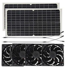 20W Mono Solar Panel Exhaust Fan Ventilation Fan Kit 12V Ventilator Dual Fan