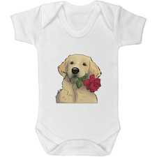 'Golden Retriever & Rose' Baby Grows / Bodysuits (GR034325)