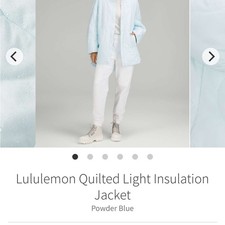 WORN ONCE Rare Lululemon Powder Blue Quilted Light Insulation Jacket Size 4