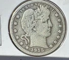 1915 D Barber Half Dollar 90% Silver Circulated