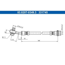 1x ORIGINAL® Ate Bremsschlauch Hinten passend für Ford KUGA III Ford KUGA III