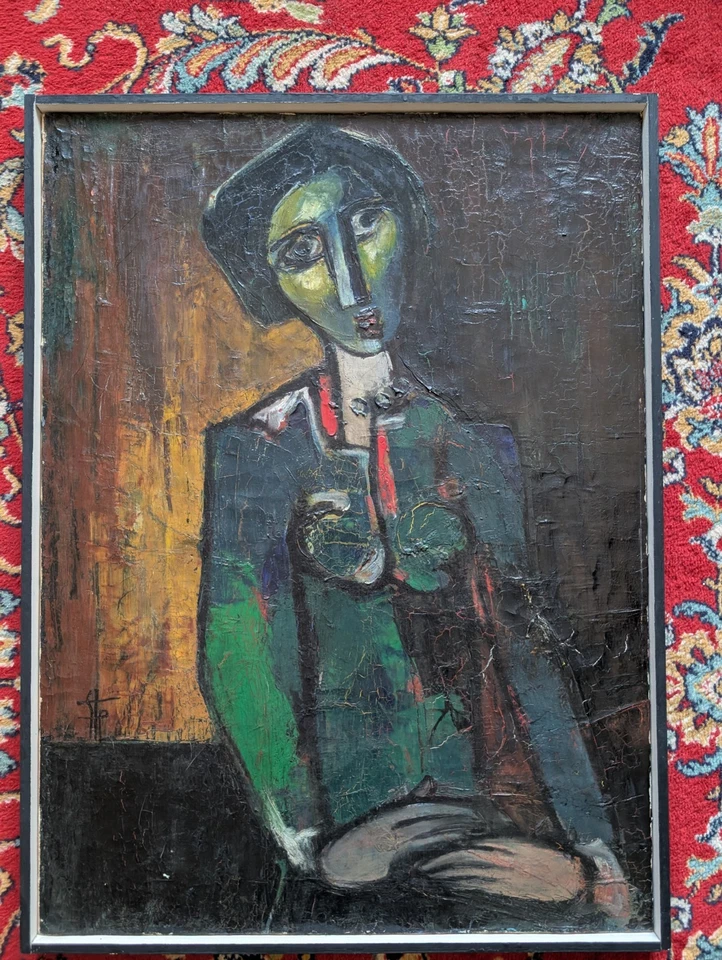 HST Philippe Stoll (1926-2009) PORTRAIT FEMME EXPRESSIONNISTE - CUBISTE - Photo 3/4