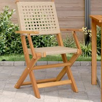 GartenstüHle 2Er Set Akazie Massivholz Beige Poly Rattan Outdoor