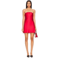 Show Me Your Mumu Taylor Tube Mini Dress in Red Luxe Satin Size S