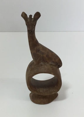 Hand Carved Wooden Napkin Ring Giraffe (C32) - Image 1 of 4