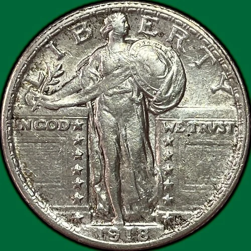 1918 Standing Liberty Quarter Almost Uncirculated AU Coin #36577