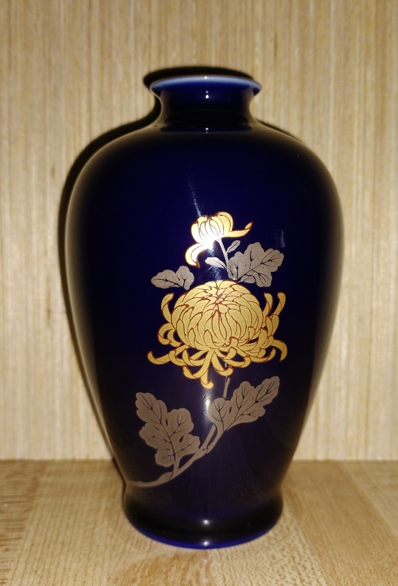 その他 Fukugawa Porcelain Vase VINTAGE Fukagawa Arita JAPANESE Porcelain VASE Cobalt Blue & Gold