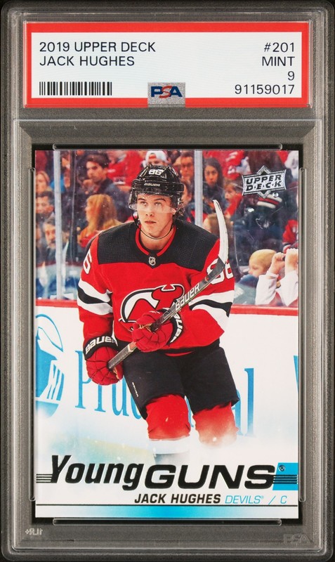 2019-2020 Upper Deck #201 Jack Hughes Young Guns (RC) PSA 9