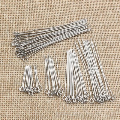 100PCS Stainless Steel Eye Pins Jewelry Making Findings DIY Craft 20-70mm