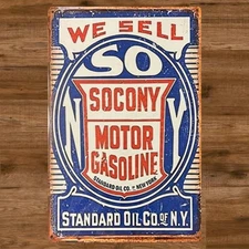 Socony Motor Gasoline Standard Oil 8 x 12 Novelty Metal Sign Shrink-Wrapped New!