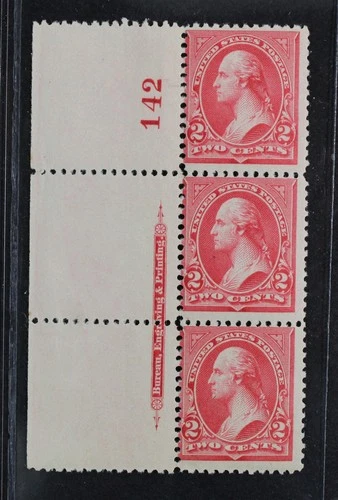 CKStamps: US Stamps Collection Scott#252 Strip Mint NH OG Corner Lightly Crease