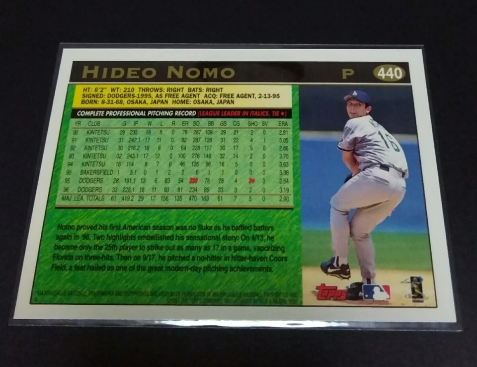 MLB 1997 Nomoo Dodgers No440 Dodgers HIDEO NOMO - Image 2 of 2