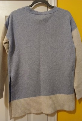 Loft Colorblock Sweater, likely featuring colors Blue, Gray, and Beige or...