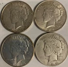 LOT OF FOUR (4) 90% SILVER PEACE DOLLARS / 1923-S  : 1924-P : 1926-P : 1934-D