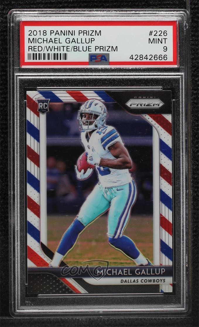 2018 Panini Prizm Rookie Red White & Blue Michael Gallup #226 PSA 9 MINT 0dj0